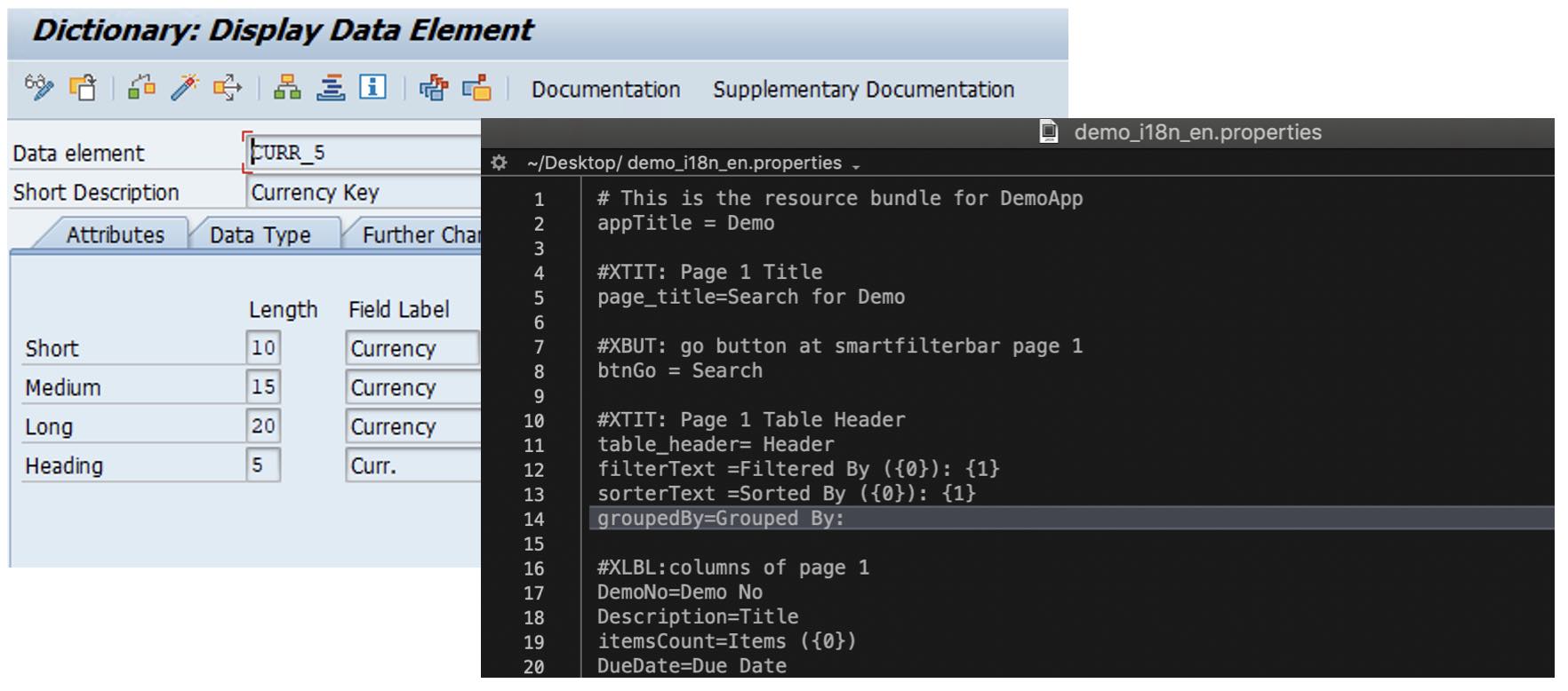 SAP-Backend-Texte und properties-Dateien.