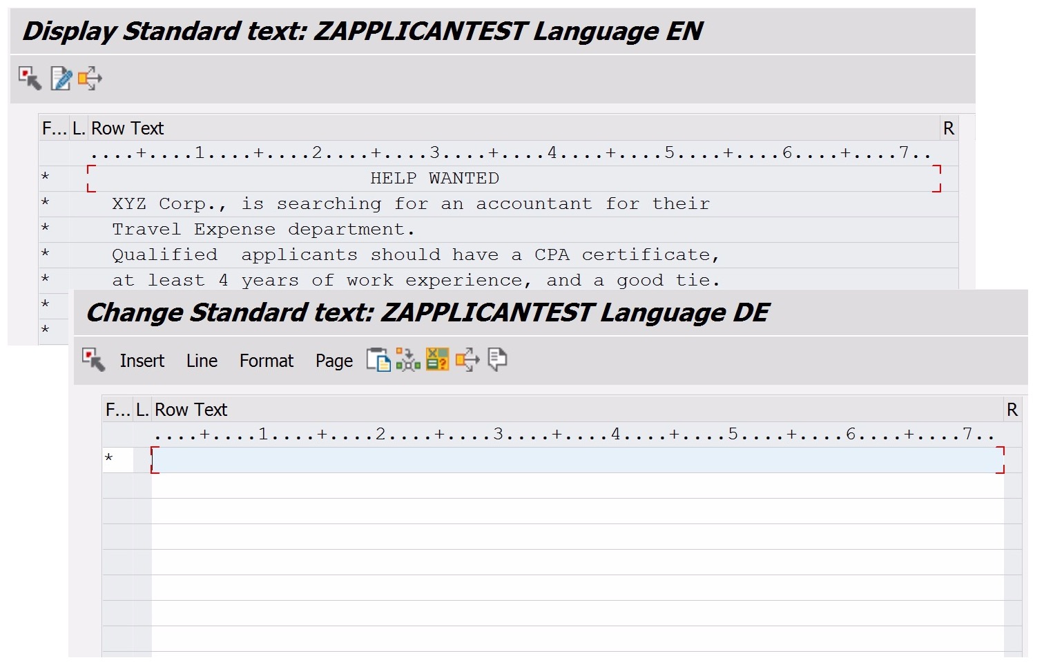 The translation environments for standard texts.