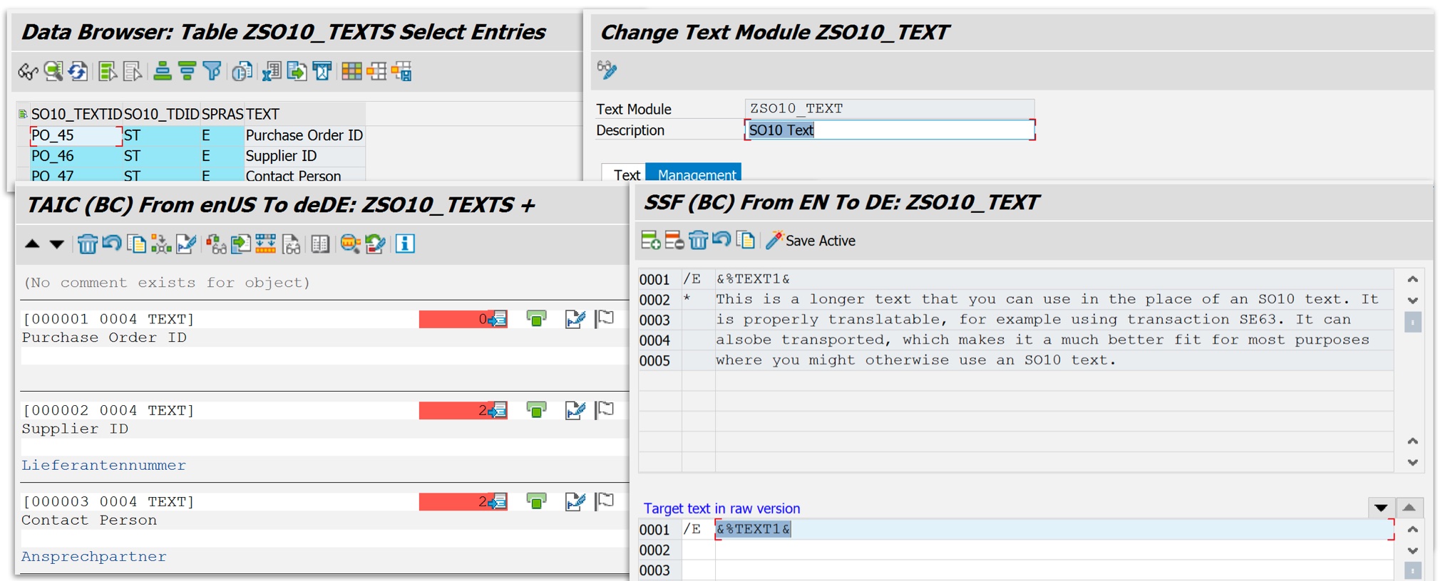 Alternatives for using SO10 texts.