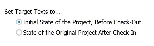 Beim Anlegen des Korrekturprojekts können Sie festlegen, mit welchem Stand das Projekt erzeugt werden soll.