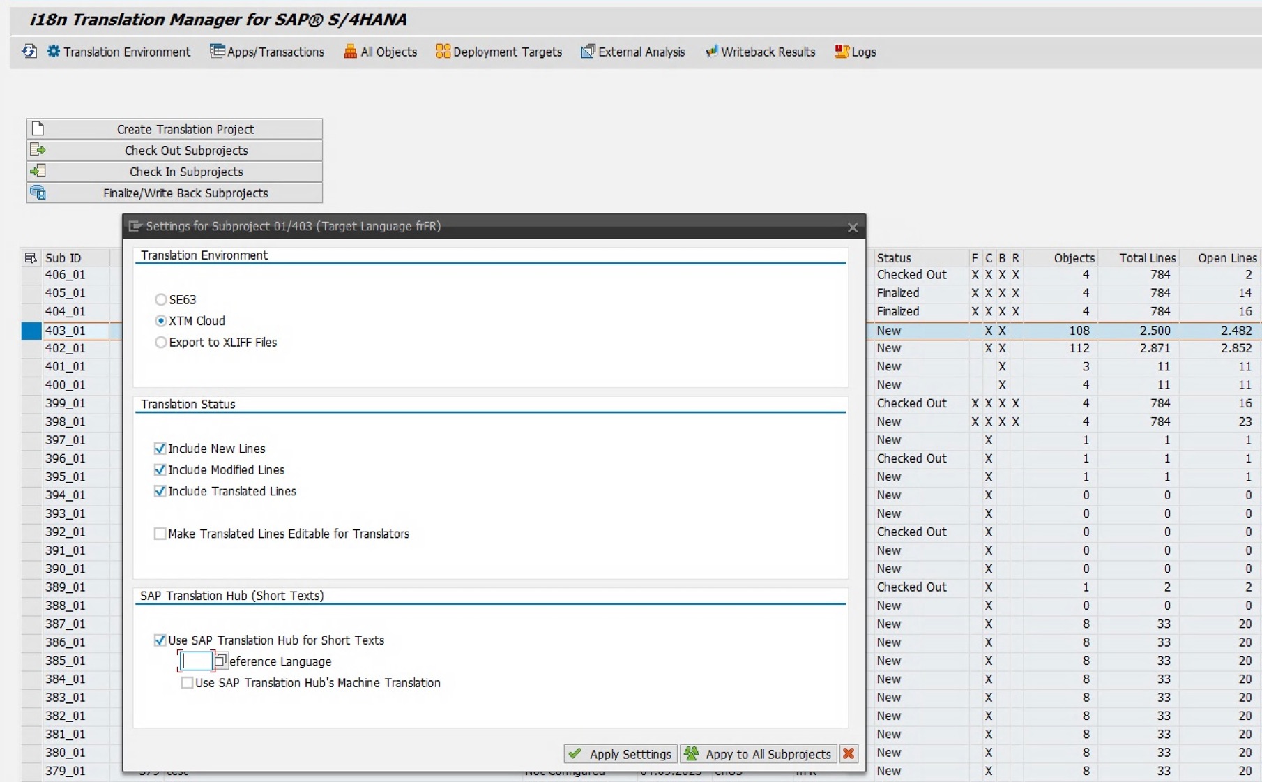 Select your translation environment