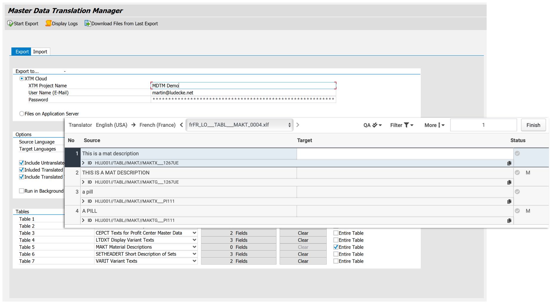 Einstiegsbild von Master Data Translation Manager.