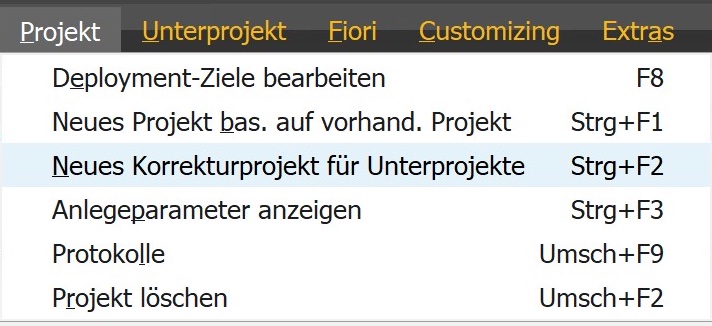 Korrekturprojekte können mit wenigen Klicks auf Grundlage eines zuvor abgeschlossenen Projekts erstellt werden.