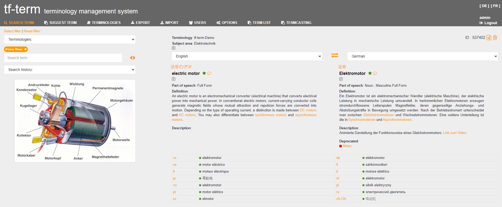 The tf-term terminology database, developed by text&form.