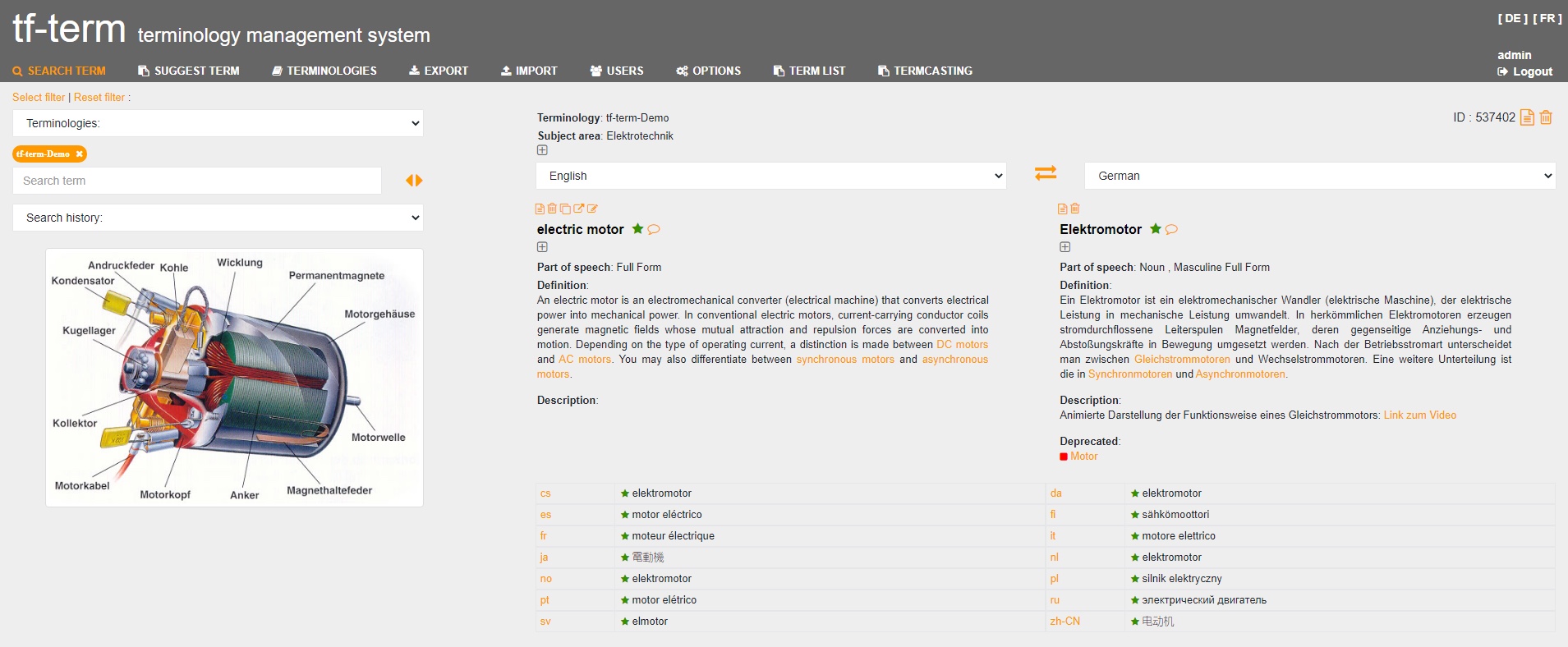 Die von text&form entwickelte Terminologiedatenbank tf-term.